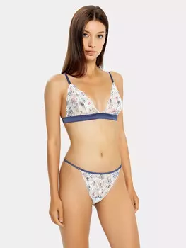 Трусы женские бразилиана молочные с цветами