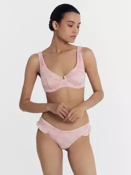 Трусы женские бразилиана розовые в технике тай-дай