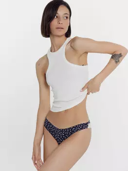 Трусы женские бразилиана серые с цветочками