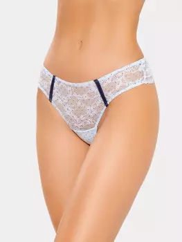 Трусы женские бразилиана светло-голубые с горошком