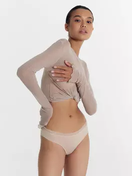 Трусы женские бразилиана в светло-бежевом цвете