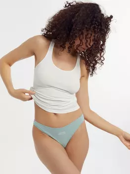 Трусы женские бразилиана в зеленом цвете с печатью