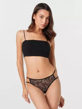 Трусы женские черные из сетки с узором