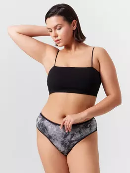 Трусы женские классические черные в технике тай-дай