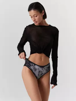 Трусы женские классические черные в технике тай-дай