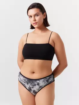 Трусы женские классические черные в технике тай-дай