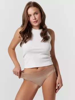 Трусы женские классические кофейно-коричневые в полоску