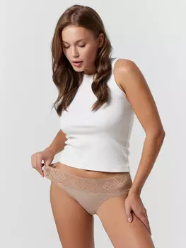 Трусы женские классические кофейно-коричневые в полоску