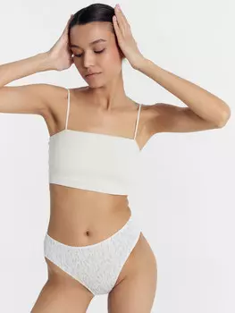 Трусы женские классические молочно-бежевые с лавандой