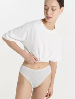 Трусы женские классические молочные с серым орнаментом