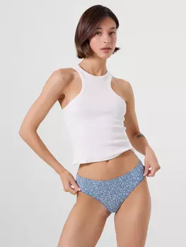 Трусы женские классические синие в цветочек