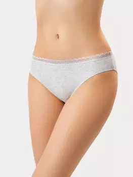 Трусы женские классические в сером цвете с кружевным поясом