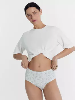 Трусы женские макси белые с цветочками