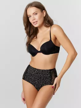 Трусы женские макси черные с абстракцией