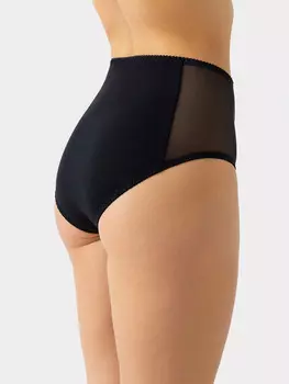 Трусы женские макси черные с деталями из сетки