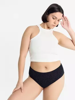 Трусы женские макси черные в белый горошек