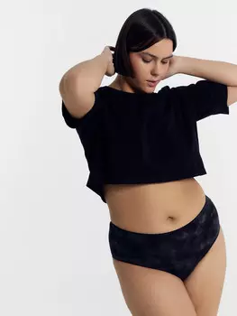 Трусы женские макси черные в технике тай-дай