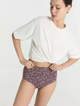 Трусы женские макси фиолетовые с веточками