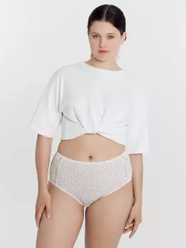 Трусы женские макси молочно-бежевые с веточками