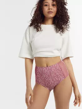 Трусы женские макси розовые с веточками