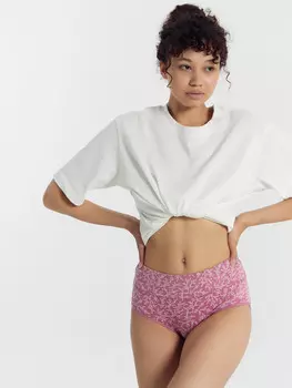 Трусы женские макси розовые в веточки