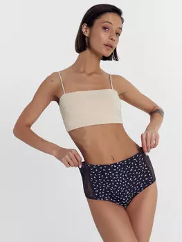 Трусы женские макси серые с цветочками