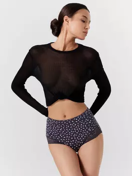 Трусы женские макси серые в цветочек