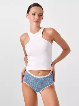 Трусы женские макси синие в цветочки