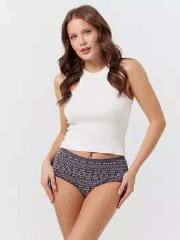 Трусы женские макси темно-серые с оленями