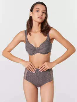 Трусы женские серые с кружевом и принтом