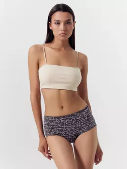 Трусы женские шорты серые с текстовым принтом