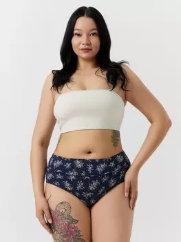 Трусы женские синие с цветочным принтом