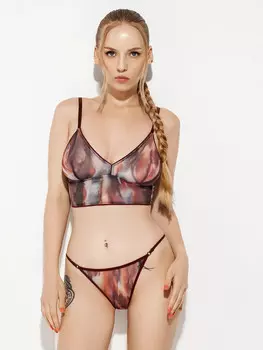 Трусы женские слип-бикини сумрачно-белые с принтом