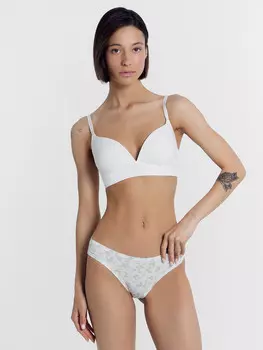 Трусы женские слипы белые с цветочками