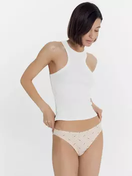 Трусы женские слипы бежевые в горошек