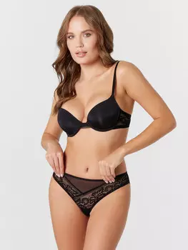 Трусы женские слипы черного цвета с вышивкой