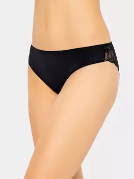 Трусы женские слипы черные с деталями из кружева