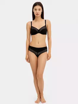 Трусы женские слипы черные с кружевными деталями