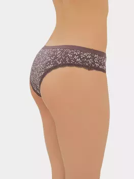 Трусы женские слипы фиолетовые с веточками