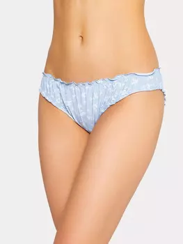 Трусы женские слипы голубого цвета в цветочек