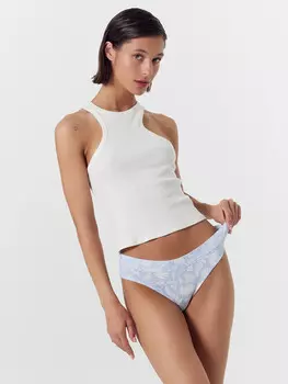 Трусы женские слипы голубые с белой россыпью