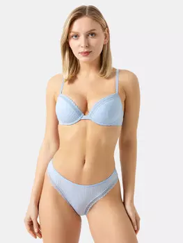 Трусы женские слипы голубые с кружевом