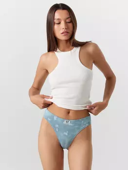 Трусы женские слипы голубые в технике тай-дай