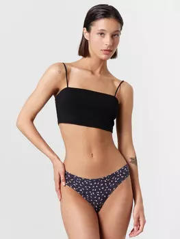 Трусы женские слипы серые в цветочек