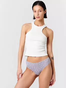 Трусы женские слипы серые в цветочек