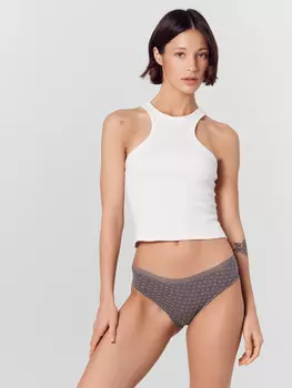 Трусы женские слипы серые в горошки