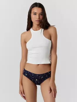 Трусы женские слипы темно-синие с новогодними элементами