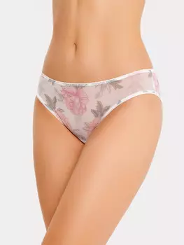 Трусы женские слипы в бежевом оттенке с принтом