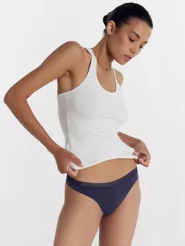 Трусы женские стринги в серо-синем цвете