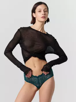 Трусы женские зеленые кружевные